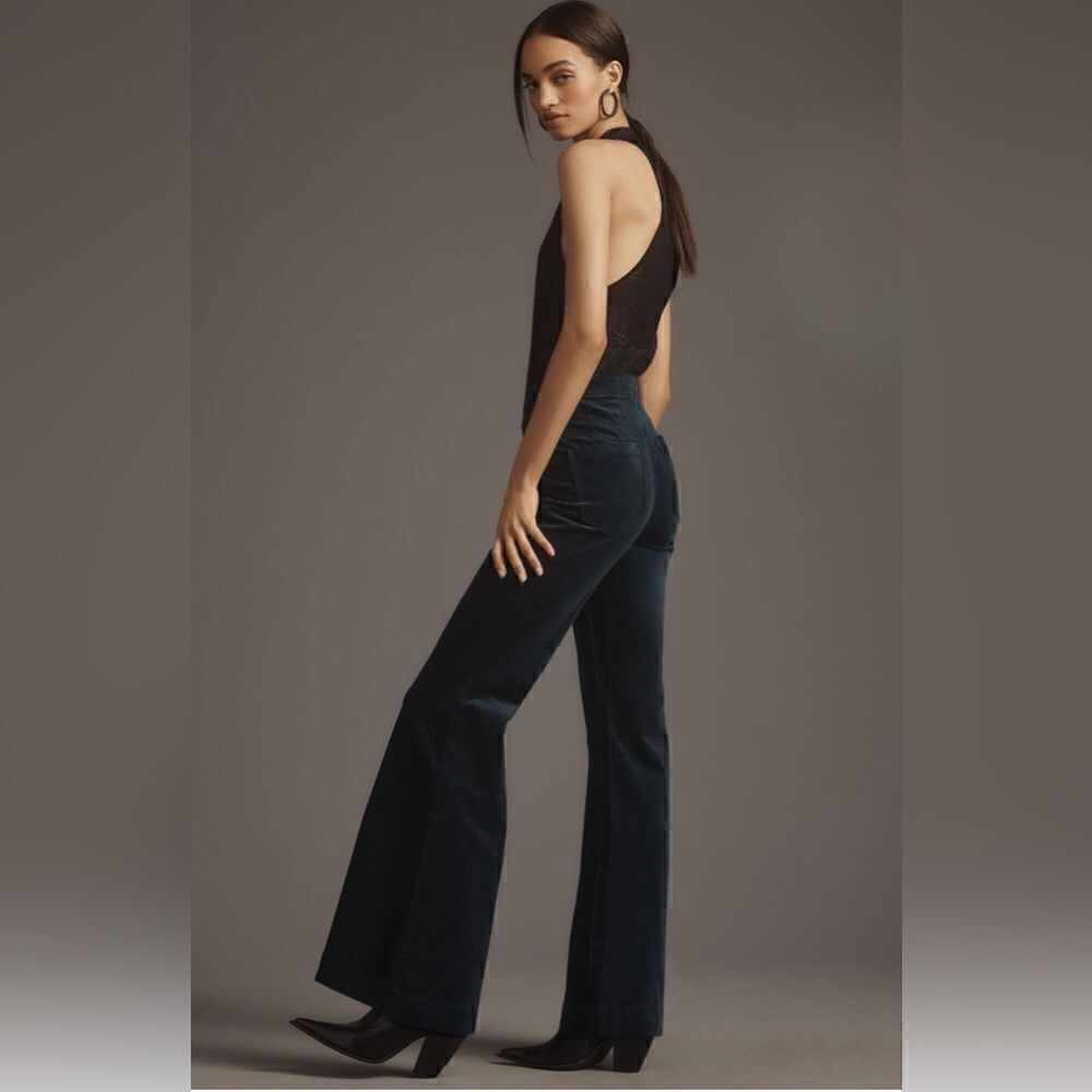 Anthropologie x Pilcro Retro Flare velvet Pants Jeans Sea green. 33 - Picture 5 of 9